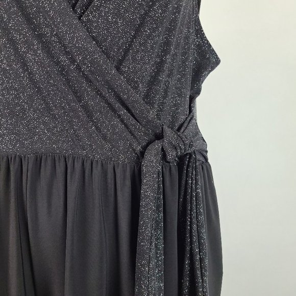 Tiana B Black Silver Metallic Cross Over Jumpsuit - Picture 6 of 16